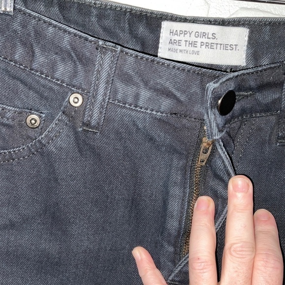 FRED Mini Denim Skirt Black Cotton Raw hem Mobwife Goth Rock Sz S - Picture 7 of 11